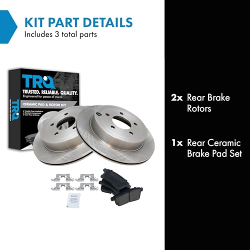 Image of TRQ Rear Brake Pad and Rotor Set Ceramic Vented Rotors