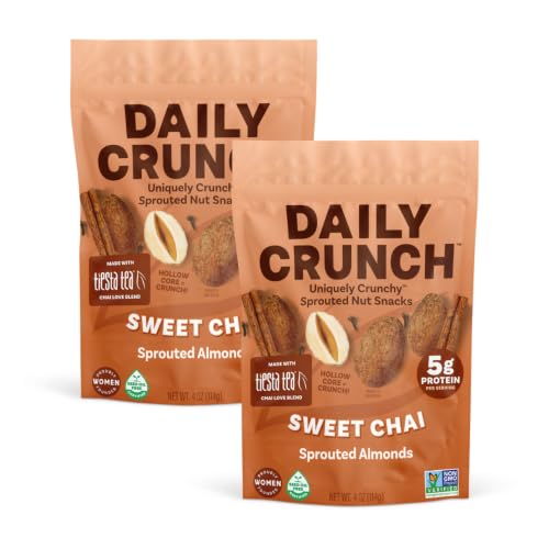 Daily Crunch Sprouted Almonds, Sweet Chai, 4oz, 2 Pack