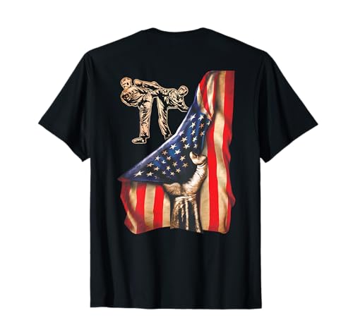 Taekwondo Bandera Americana Volver Camiseta