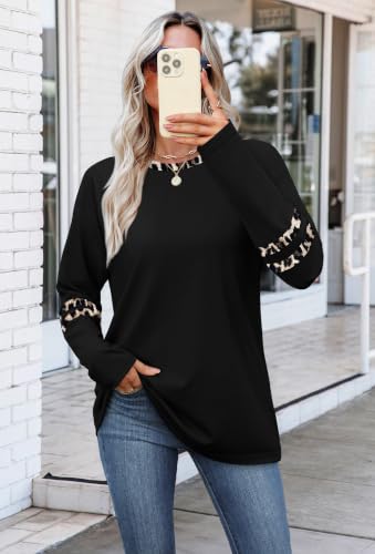 Image of Sampeel Long Sleeve Shirts for Women Color Block Casual Tops Fall Outfits 2026 Basic Tees Trendy Spring Clothes