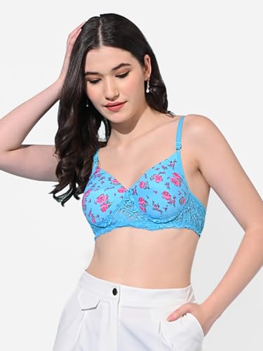 Image of FIMS - Fashion is my style Women Cotton Blend Padded Non-Wired Everyday Bra Pack of 1 Cup- B Multicolor
