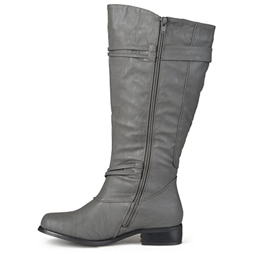 Journee Collection Womens Regular Sized And Wide-Calf Ankle-Strap Buckle Knee-High Riding Boots Grey, 7 Wide Us #TOP1