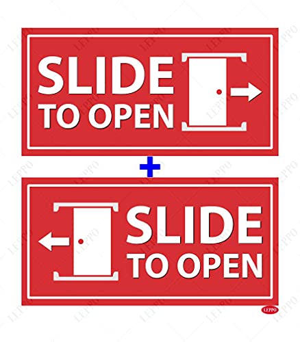 LEPPO Slide To Open Door Sign Self Adhesive Laminated Sticke...
