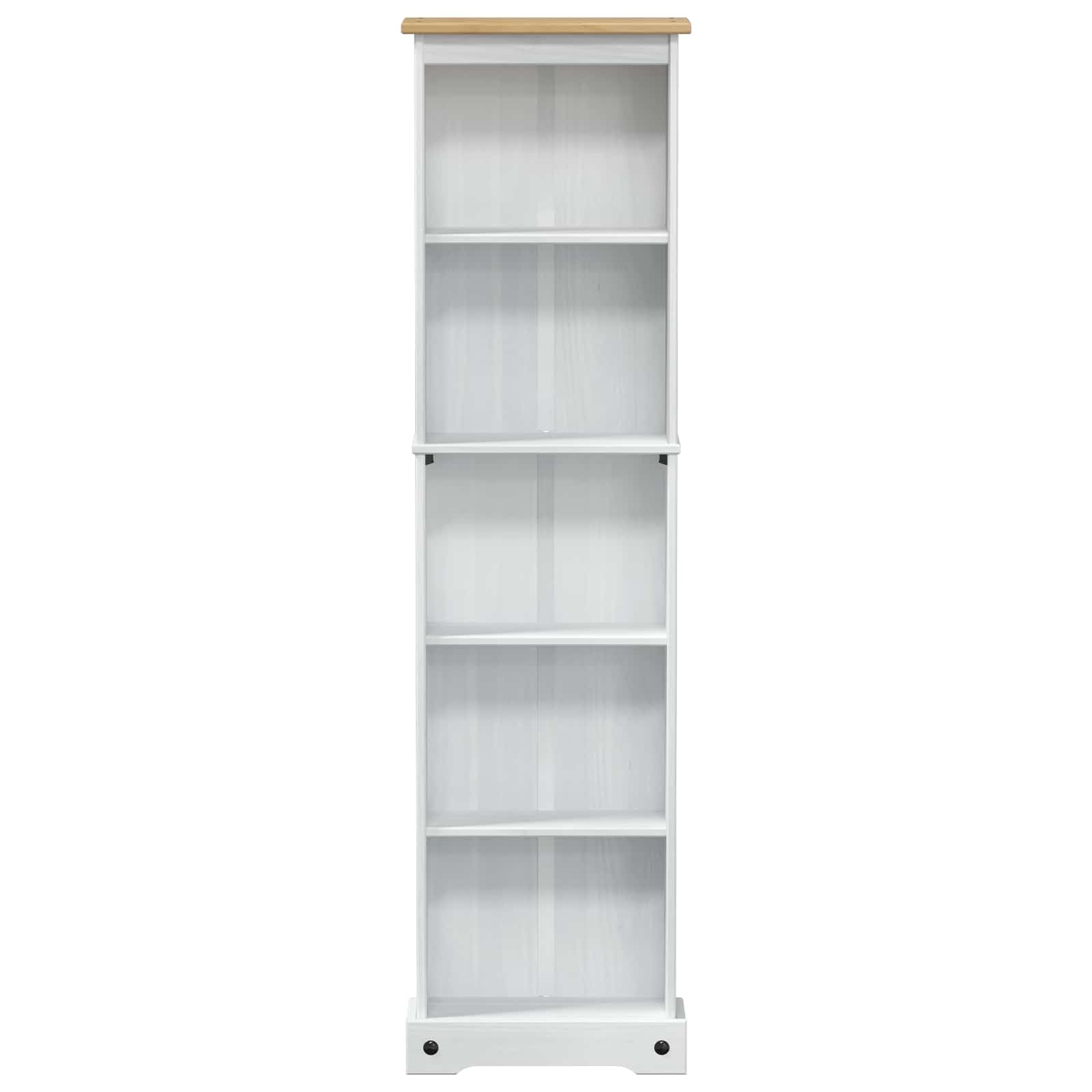 Półka na książki biała 46 x 20 x 170 cm sosna lita | 5 półek, styl rustykalny, matowe wykończenie, łatwa pielęgnacja, wymagany montaż