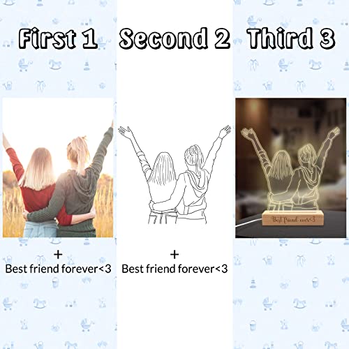 Yaeilov Personalized 3D Portrait Night Light With Photo Custom Led Name Lamp Acrylic Picture Plaque Wood Engraved Stand For Her Lover Men Women Valentine’s Day Gift #TOP2