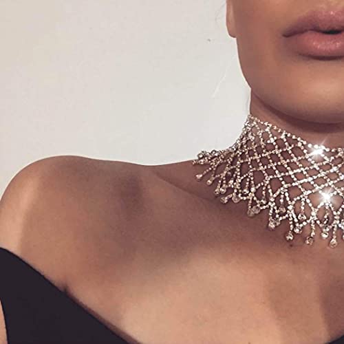 Dresbe XL Rhinestone Choker Tassel Chokers Necklaces Prom Collar Necklace Chain Party Neck Jewelry Accessories thumb #5