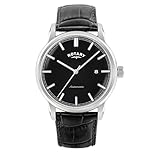 Rotary Men's Heritage Automatic Stainless Steel Black Leather Strap Watch