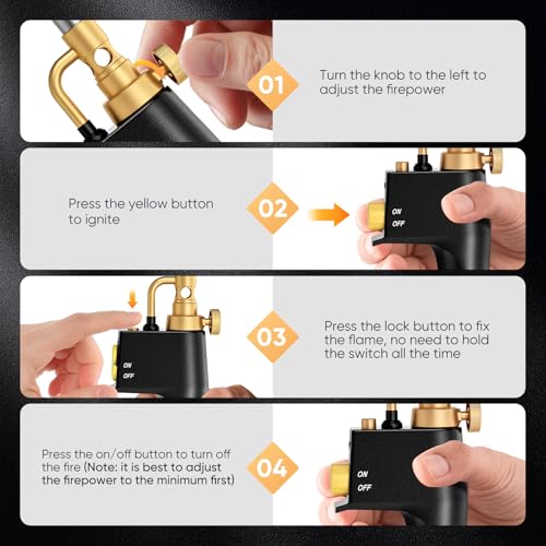 Miniatura 4 de Antorcha De Propano Mapp, Antorcha De Gas Con Intensidad De Llama Ajustable, Soldadura A Gas Para Plomería, Soldadura, Quemador De Malezas, Soldadura De Techos, Parrillas Y Encendido