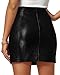 MANGOPOP Womens High Waist Bodycon Mini Short Faux Leather Skirt with Slit (Black (Snakeskin),Small)