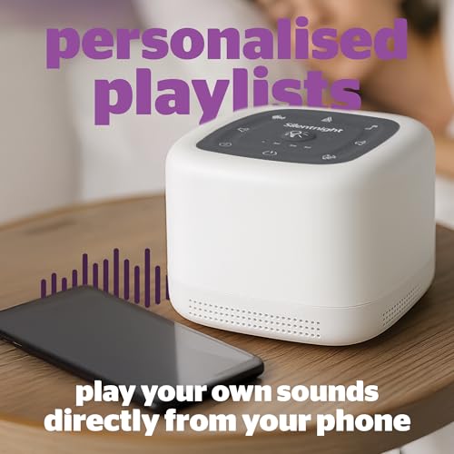 Silentnight Deep Sleep Night Light & Sound Machine - White Noise And Music - 28 Soothing Sounds For Baby Kids Adults - 8 Colours And 4 Breathing Exercises - Portable & Rechargeable, Wireless Bluetooth - 5