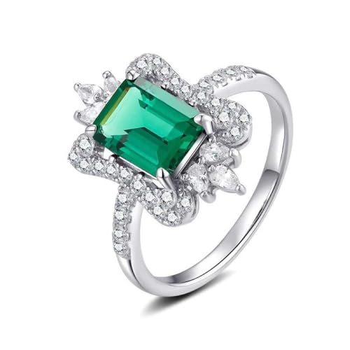 925 Sterling Silver Shining Square multi-diamond emerald ring Wedding ring Engagement ring CZ Ring Emerald cut rings Diamond Rings Women jewelry rings statement