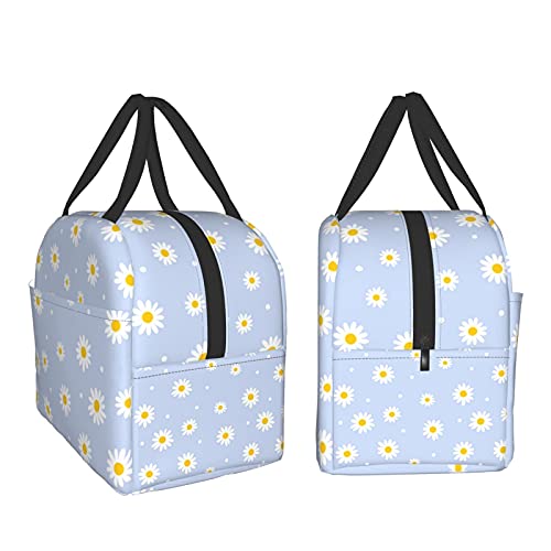 Ucsaxue Floral Insulated Lunch Bag, Tote Bag Reusable Washable Cooler Picnic Container Shopping Work School For Women Girls Daisy Purple Flower #TOP3