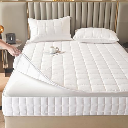 Cubrecolchón transpirable con cremallera, protector de colchón para cama doble, 200 x 150 x 25 cm