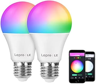 LEPRO Żarówka Alexa E27, inteligentna lampa LED, Wi-Fi, 9 W, 806 lm, WiFi, ściemniana, 2700-6500 K, sterowanie za pomocą aplikacji, kompatybilna z Alexa Echo, Google Home, 2 sztuki