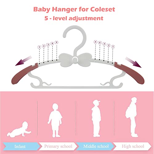 Baby Hangers For Nursery, 20 Pack Kids Hangers With 6 Clothing Dividers, Baby Clothes Hangers, Non-Slip Stackable Plastic Infant Pant Newborn Children Coat Hanger For Girls Toddler Child Pink #TOP2