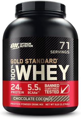 Optimum Nutrition Gold Standard 100% Whey Protein Powder, Chocolate Coconut, 5 Pound (Packaging May Vary)