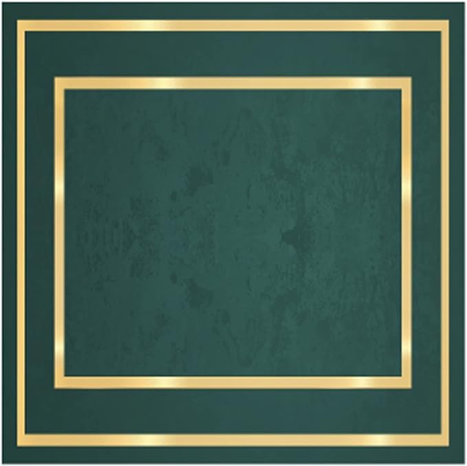 SRTJURFG Alfombra Cuadrada Borde Verde y Amarillo Abstracto Pelo Corto fácil de Limpiar, Dormitorio Cocina Entrada Alfombra Antideslizante, 90 x 90 cm