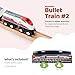 Maxim Enterprise, inc. Wooden Bullet Train, Wooden Train Set of 2 Modern Engines 1 Sleek Passenger Car with Magnetic Connectors, Compatible with Thomas & Friends, BRIO, Other Major Brands