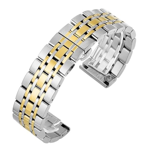 Bracelet de montre acier inoxydable boucle papillon rechange métal 22mm