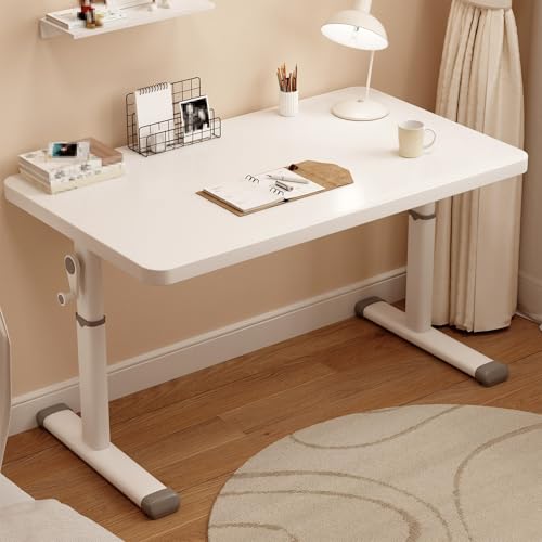 EKDJSN Escritorio Elevable Ajustable en Altura, Standing Desk con Manivela Manual, Escritorio de Computadora Blanco, Patas de Mesa de Acero, Escritorio de Oficina(100x60cm/39.3x23.6in)