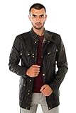 Geknickter Mandarinenkragen Belstaff Herren gewachste Baumwoll-Trialmaster-Jacke Schwarz EU 52