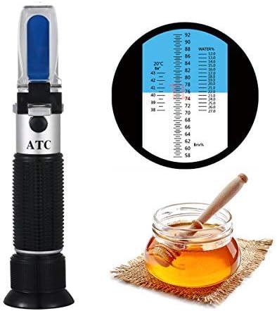 Beekeeper Honey Refractometer for Sugar Moisture Brix Baume 58-90% Scale Range, with ATC, Ideal for Honey, Jelly, Jam, and Maple Syrup by ROUNDSQUARE