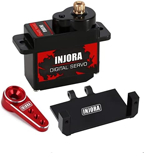 INJORA RC Servo 12g Digital Servo with Metal Mount and 15T Arm for AX24 Axial SCX24 Car Model Upgrade Parts(Red)