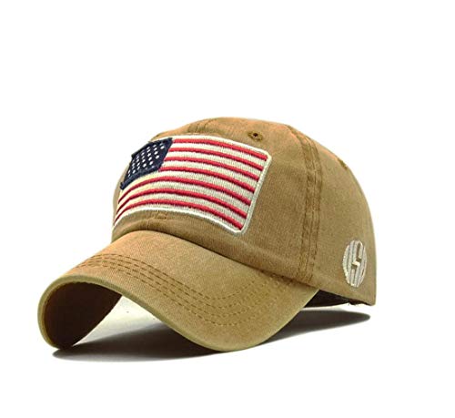 XibeiTrade Gorra de béisbol con bandera estadounidense bordada estilo polo militar de algodón lava