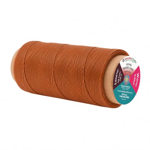 Mandala Crafts 130M 0.55mm Camel Round Waxed Thread for Leather Sewing