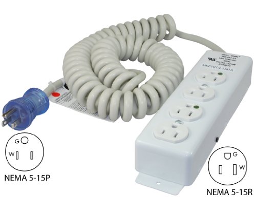 Conntek 55220-Cc Up To 12-Feet 14/3 Hospital Grade Coiled Cord With Medical 4 Outlets Power Strip For Model Ul1363A #TOP2