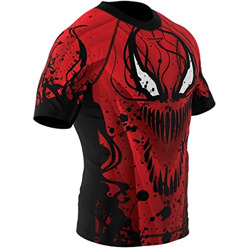 SMMASH Men's Short Sleeve Rashguard, Functional Shirt MMA BJJ Kickboxing Thai Boxing Cross-Training Fitness, Breathable T-Shirt, Professional Sportswear for Men with Silver Ion Fibres