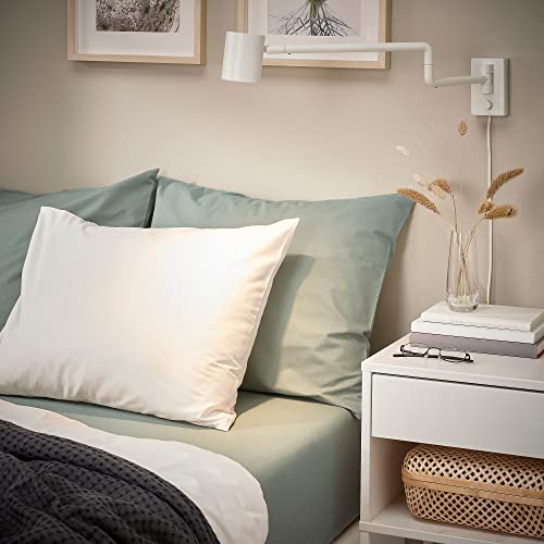 Drap plat gris-vert 150x260 cm en coton pour lit simple - 3