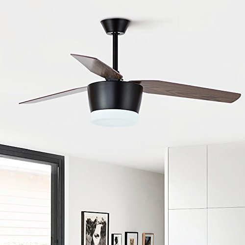 Ventilateur de plafond avec éclairage LED 24W et commande murale noire - 4