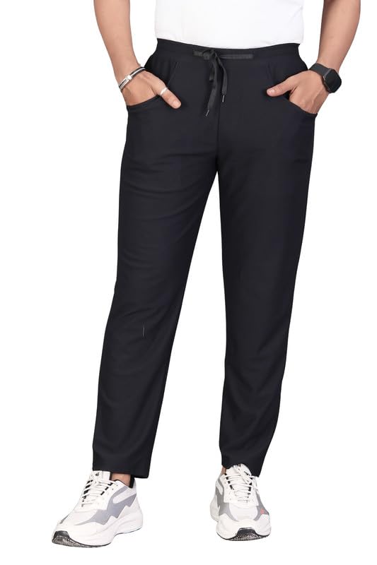 Image of HOODMASTER Men's Polyester Blend Track Pant with Drawstring Classic Style Regular Fit Solid Pattern and Standard Length | Mens Casual Daily Use Track Pants | Soft Fabric Modern Casual Track Pant