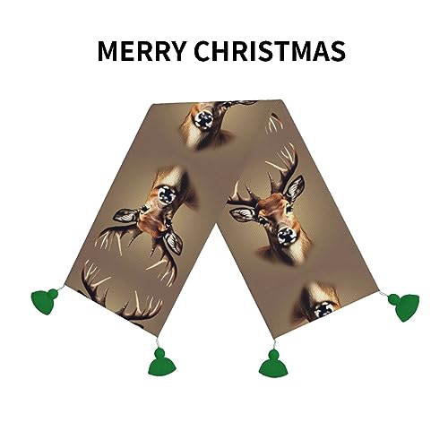 Chemin de table rustique tête de cerf imprimé pour décoration de cuisine et Noël - 8