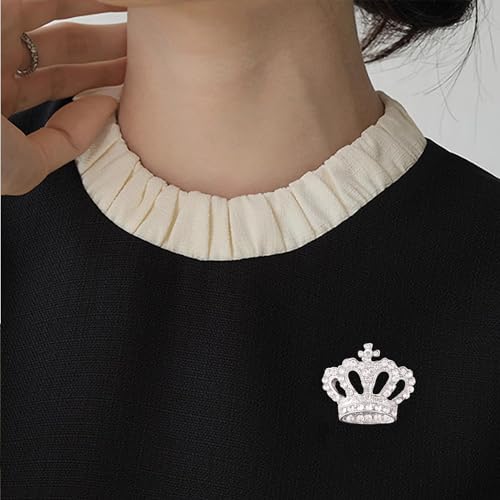 Image of YUNXI King Queen Royal Crown Brooch For Women Men Fashion Gold Silver Rhinestones Crystal Brooches Pin Wedding Party Banquet Birthday