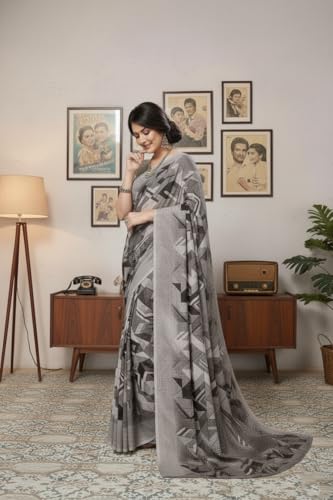 Image of Yashika Women's Georgette Printed Saree with Blouse Piece for Traditional Ethinic Wear Sari