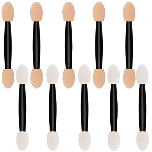Cepillo de Sombra de Ojos 10 Piezas, Aplicador de Doble Extremo con Esponja, Herramienta de Maquillaje y Belleza, Adecuado para Damas y Niñas