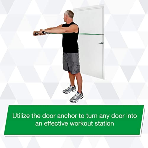 Theraband Resistance Tubes, Professional Latex Elastic Tubing For Physical Therapy, Lower Pilates, At-Home Workouts, & Rehab, 12 Inch With Padded Cuffs, Green, Heavy, Intermediate Level 1 #TOP2