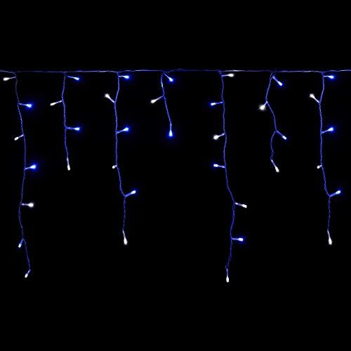 WeRChristmas 360 LED Snowing Icicle Christmas Lights String with Chasing/Static Settings with 18.8 m Cable, Blue and White