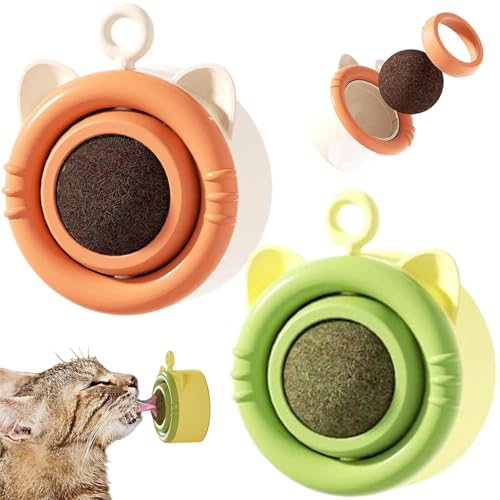 LOVELY CAVES Rotatable Stick on Wall Gall Fruit Cat Toy, 2 Count