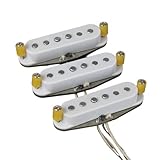 Presupuesto: Juego de pastillas de bobina simple Alnico 5 de cuerda manual con tono blues y rock, pastilla vintage ST SSS for guitarra eléctrica.(White Set)