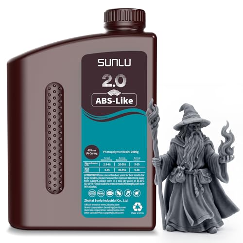 Image of SUNLU ABS-Like 3D Printer Resin 2.0 2KG, Smooth Matte Surface, Perfect for high-Detail Models, 405nm UV Photopolymer Resin, Non-Brittle & Low Odor, 2000G Dark Grey