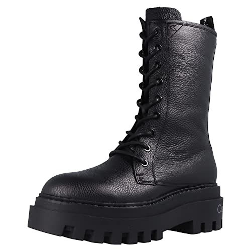 Calvin Klein Damen Stiefel Flatform MID Laceup Boot Black schwarz - 39/39.0