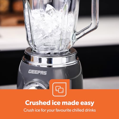 Geepas Electric Blender Smoothie Maker, 700W | Glass Jug Blender with Ice Crusher Stainless Steel Blades | 2 Speed Control with Pulse Function| 1.5L Glass Jar | Smoothie Milkshake Maker, Grey - Image 8
