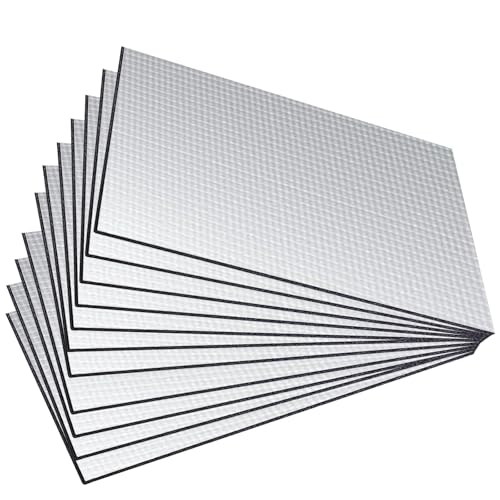 12 Pezzi Tappetini Isolanti per Auto, 250 x 180 x 5 mm Tappetino Fonoassorbente per Auto Isolante Termico Adesivo Tappetino Isolante per Isolamento Acustico Impermeabile Ignifugo
