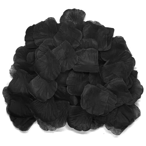 JHFGJGH 500 Pcs Exquisite Black Rose Petals Emulation Silk Rose Petals Artificial Flower Petals for Romantic Nights Weddings Events and Valentines Day Deco (Black)