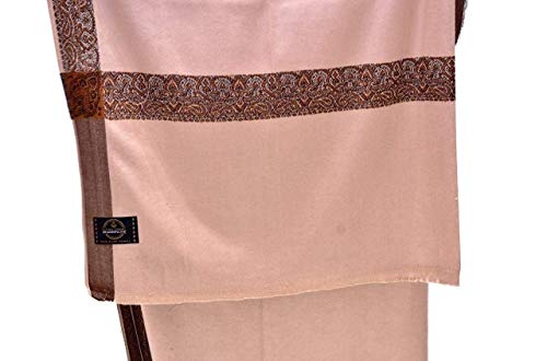 Image of Goodluck Men's Pure Wool Lohi /Woollen Embroidered Border Kunj Shawl (Cream, Size 37 x 75 Inches)