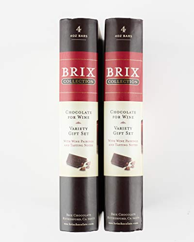 Brix Chocolate 4 Flavours Gift Set 2 Box- Medium Dark, Extra Dark, Smooth Dark, Milk Chocolate Bars- Wine Pairing Chocolate Bars -Gluten Free -Chocolates Packed In Ready For Gift - 2 X 16 Oz #TOP3
