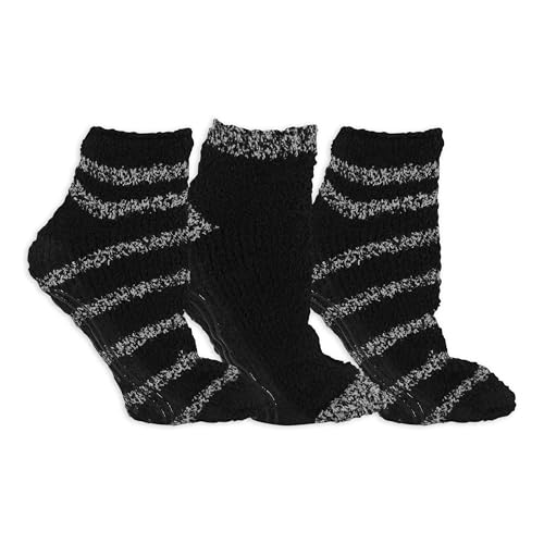 Dr. Scholl's Women's Soothing Spa Gripper Low Cut Socks 3 Pair Pack, Black/Grey, Women's Shoe Size: 4-10
